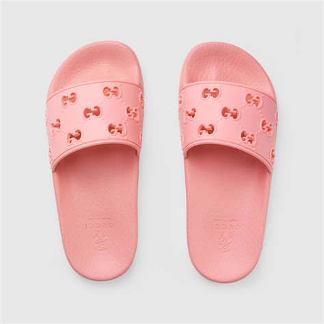 gucci slides pink rubber